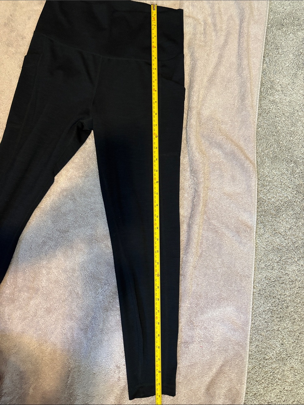 NWOT Women's High-Rise Black Rib Leggings with Wide Waistband - Size L - Picture 6 of 8